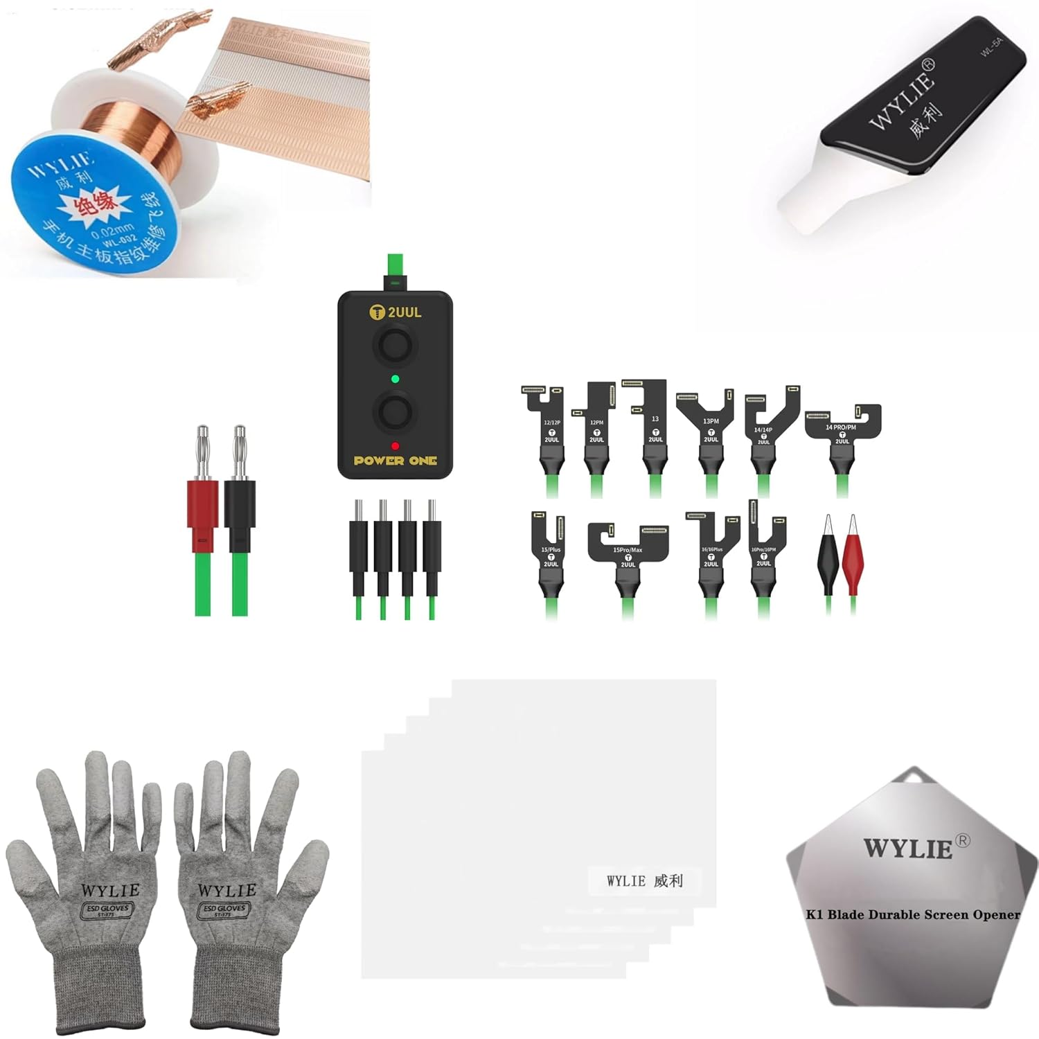 2UUL PW09 Power One for iPhone 12-16PM One Click Power Compatible with iPhone 12-16 Pro Max Cable Professional Testing Tools Set WYLIE 8 Pack