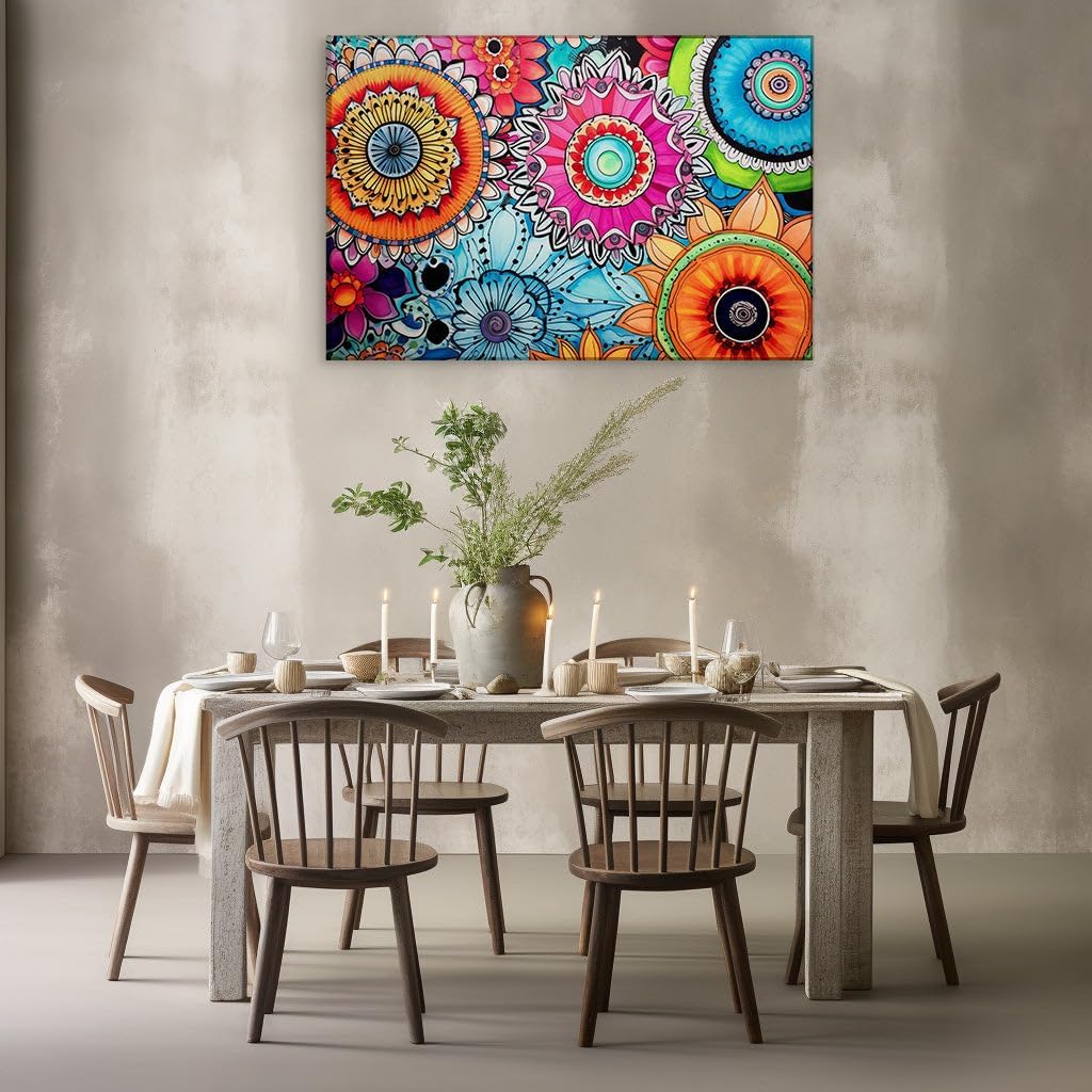Canvas for Living room. Burst of Euphoria: A Tapestry of Vivid Hues and Enigmatic Blooms, 27 x 18 inch Canvas Wall Art - Contemporary Masterpieces - Modern Home Decor - 69x46 cm (27x18 inch)