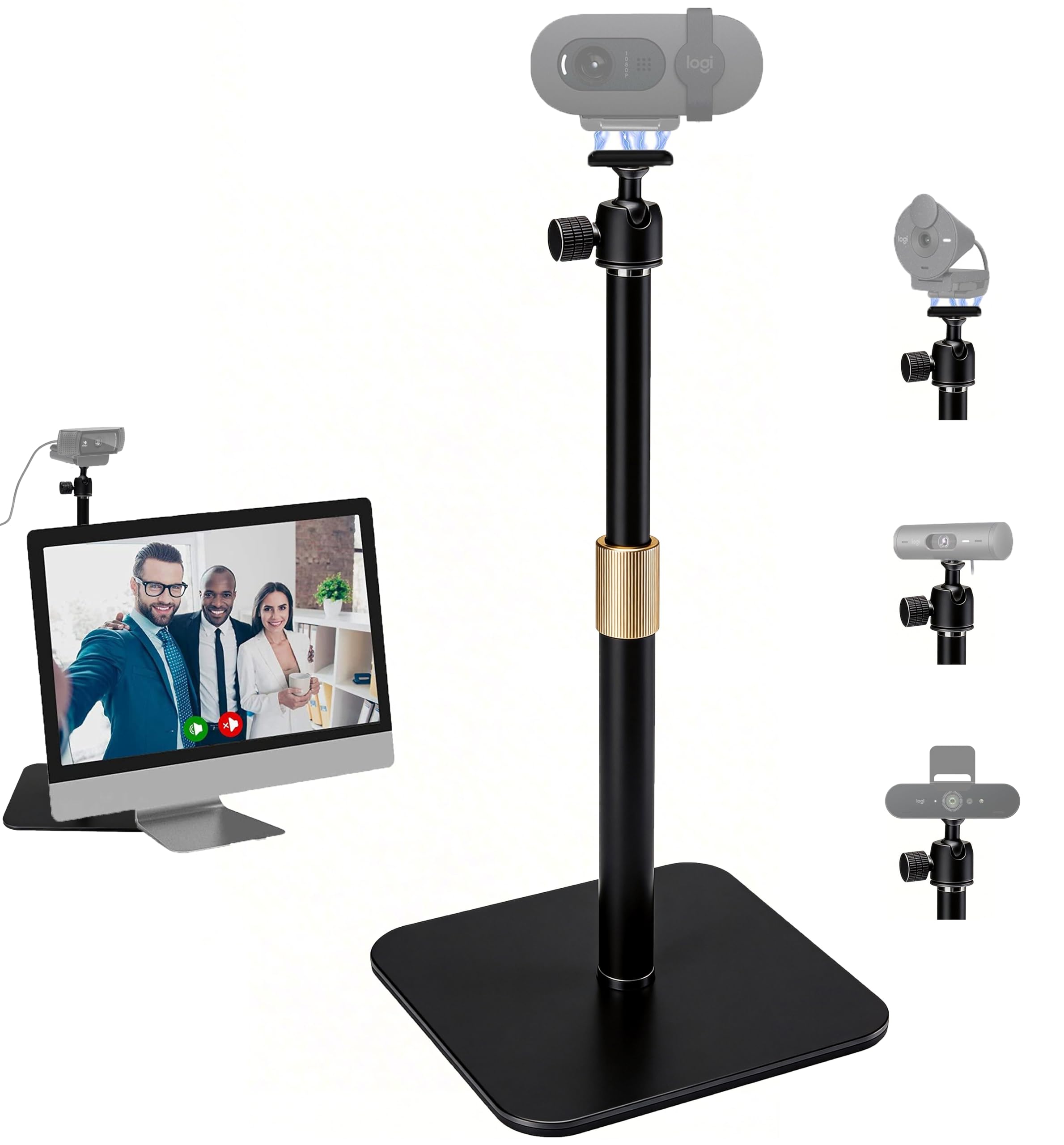 brio-101 webcam tabletop holder,17'' magnet webcam-stand tripod mount compatible with logitech brio 101 100/brio 301 300/brio 501 500/brio 4k/c270/c310 webcams
