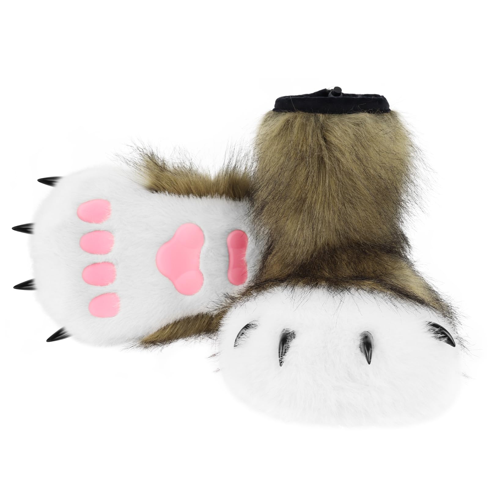 Animal Fuzzy Slippers Bear Cat Wolf Dog Fox Fursuit Feet Paw Claw Shoes Furry Boots Costume Accessories for Adult Kids