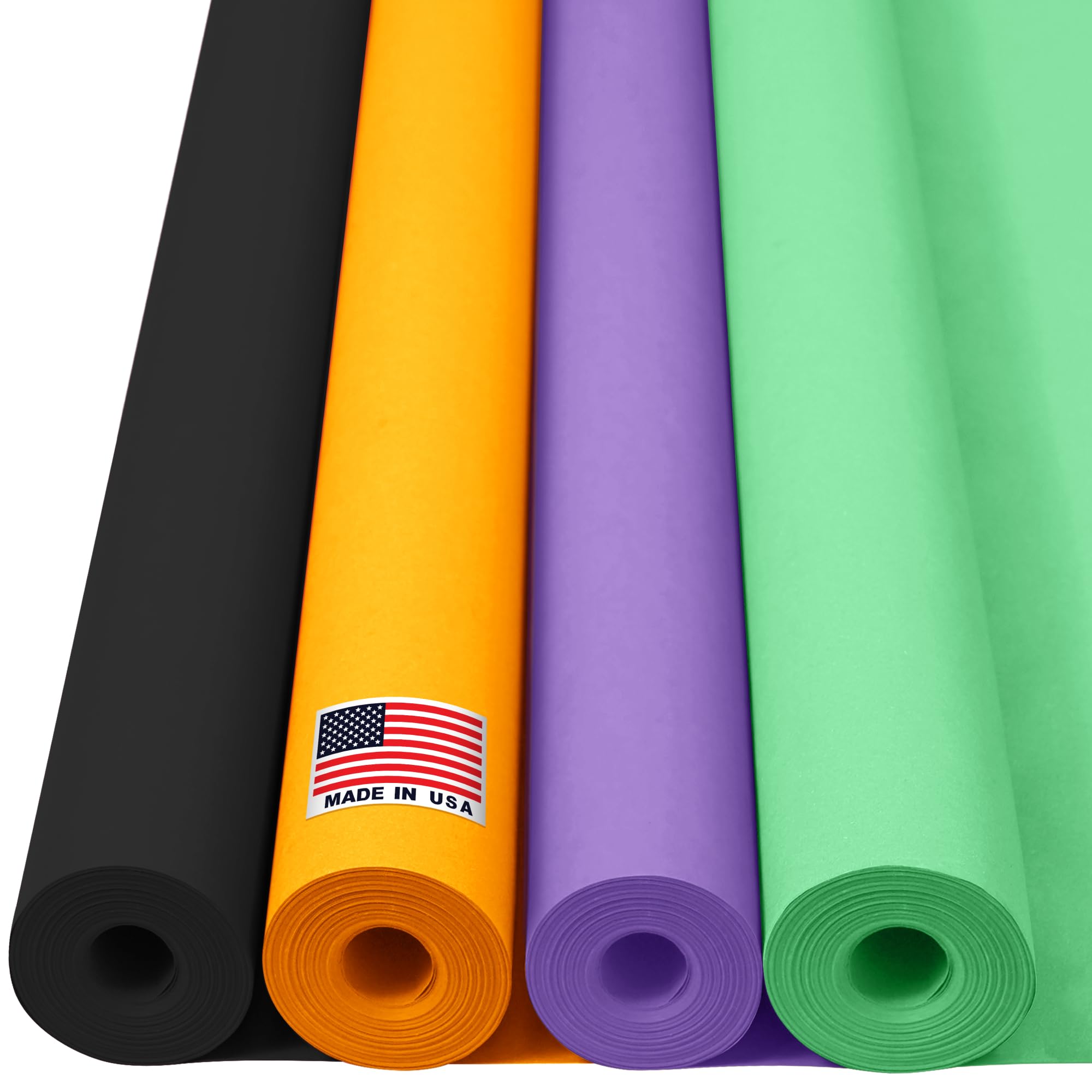 Juego de rollos de papel kraft de 36 x 1200 pulgadas (100 pies) para Halloween, 45 libras, papel kraft naranja, negro, lila, verde oscuro, hecho en Estados Unidos, papel de color para