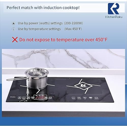 Miniatura 4 de KitchenRaku Alfombrilla de inducción (magnética), protector de placa de inducción para estufa de inducción, cubierta superior redonda de silicona de