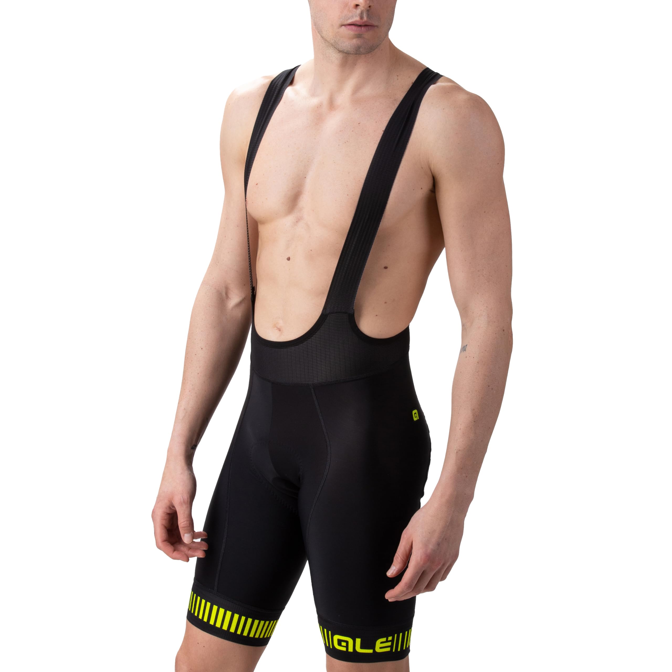 Alé Cycling Men's PR.R Strada Bib Shorts, Black/Fluo Yellow, S