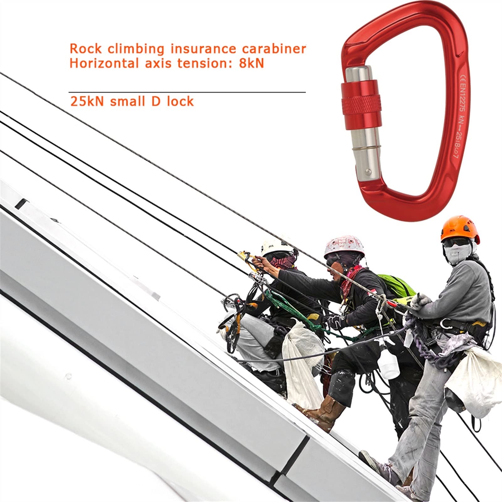Karabińczyk, Karabinek wspinaczkowy 25KN Profesjonalny kształt D Aviation Aluminium Safety Lock Outdoor Climbing Ascend Mountaineering Equipment Tool(Blue 1pcs)