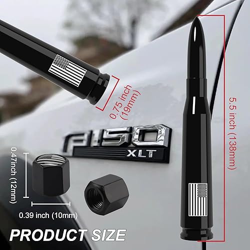 Miniatura 2 de American Flag 50 Cal Bullet Antena para Ford F150 F250 F350 Super Duty Ford Raptor Bronco Truck  antirrobo, GM Chevy Silverado 1500 2500 3500