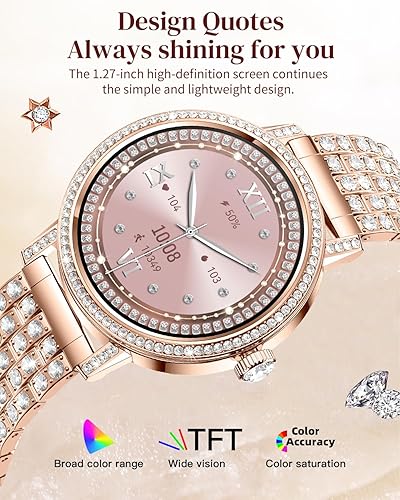 Miniatura 2 de Relojes inteligentes para mujer con diamantes, llamadas Bluetooth (respuesta y marca), reloj inteligente con pantalla HD de 1.27 pulgadas,