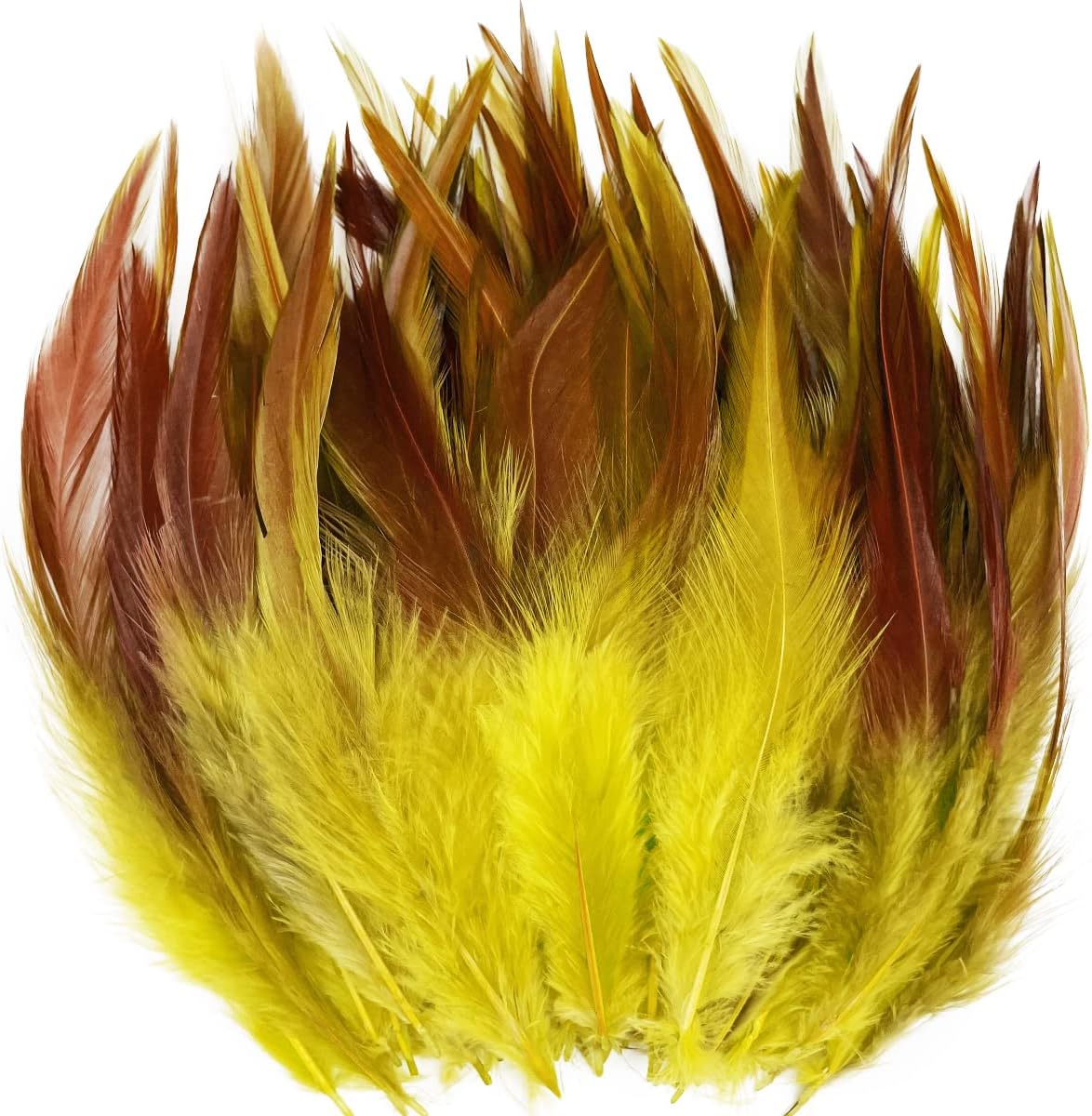 Feathers for Crafts, 5-7Inch Rooster Saddle Hackle Crafting Feather for Dream Catcher Supplies Wedding Home Party Decoration Earrings DIY Craft (Yellow)