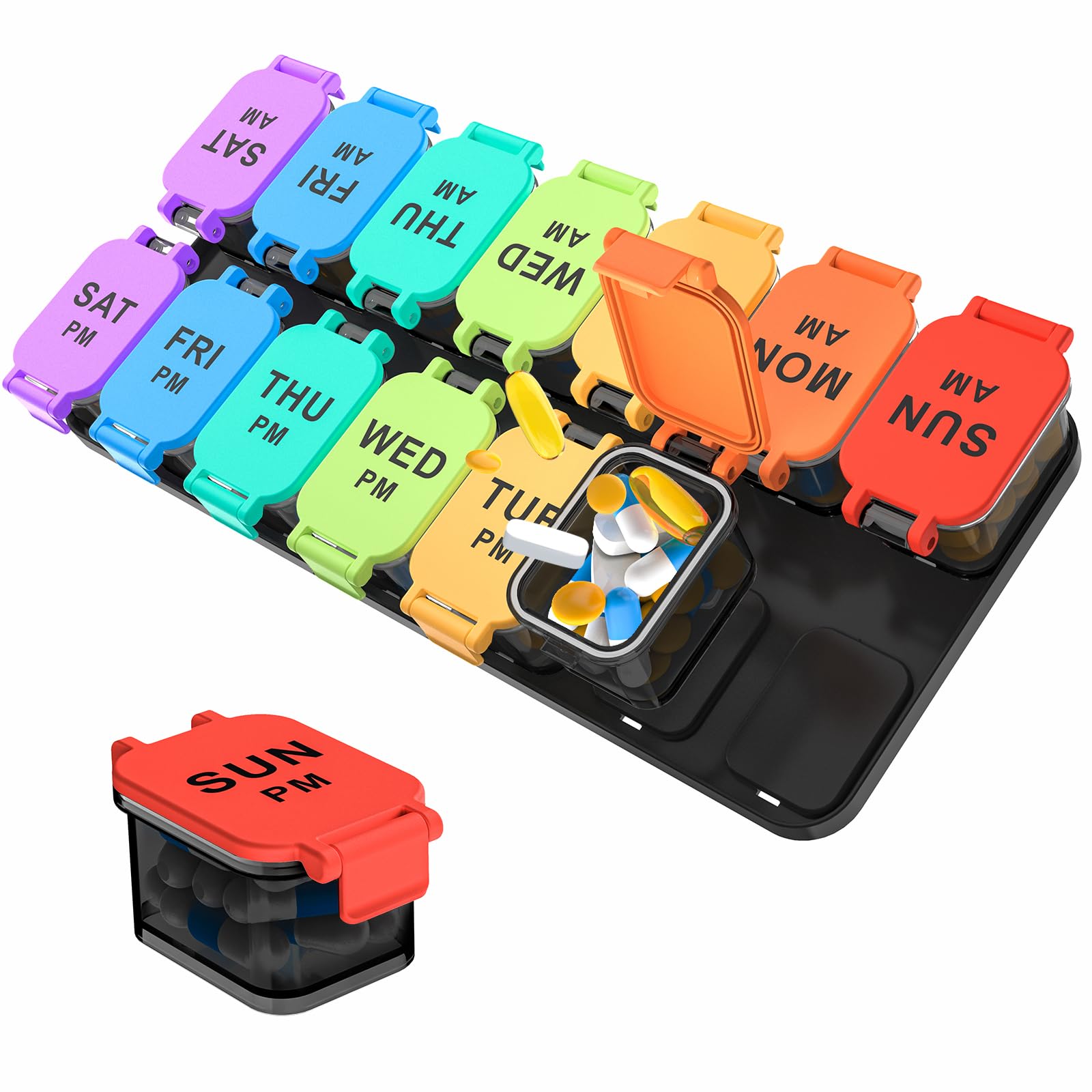 Extra Large Weekly Pill Organizer - 7 Day AM PM Pill Box Twice a Day XL Pill Container