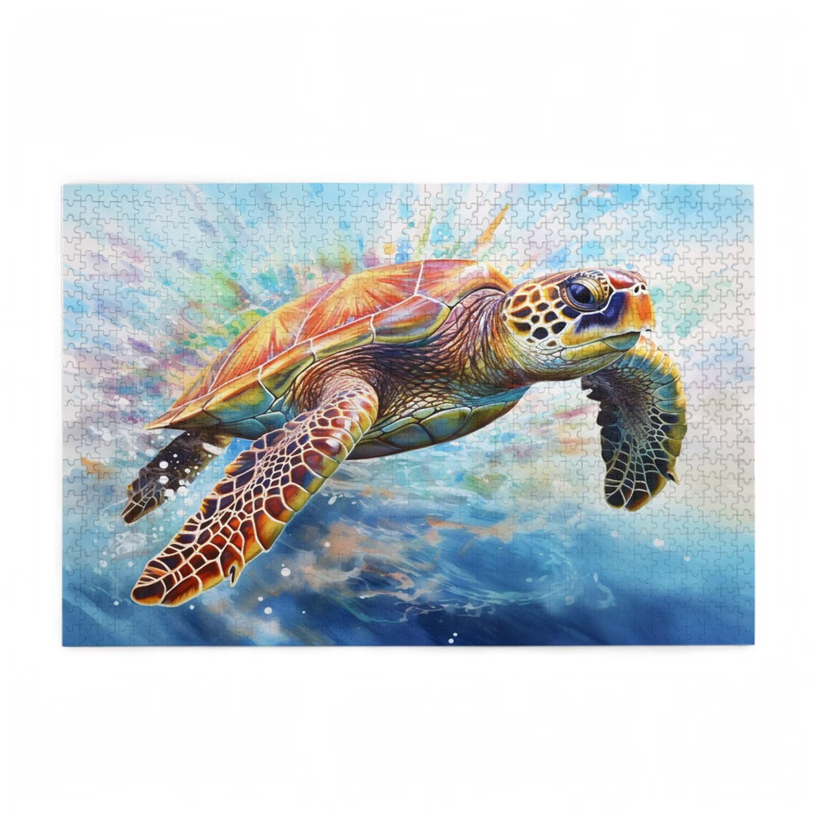 5000 sztuk puzzli dla dorosłych, kreatywne niemożliwe puzzle dla dorosłych początkujących, duża drewniana układanka z plakatem i pudełkiem do przechowywania, wystrój domu, motyw: żółwie morskie i