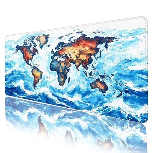 Bleu Tapis de Souris XXL 1200 x 600 x 5 mm, Grand Tapis de Souris Carte sous Main Bureau à Bords Cousus, Extra Large Tapis Souris avec et Base en Caoutchouc Anti-dérapant, Bureau Decor, Cadeau H-333