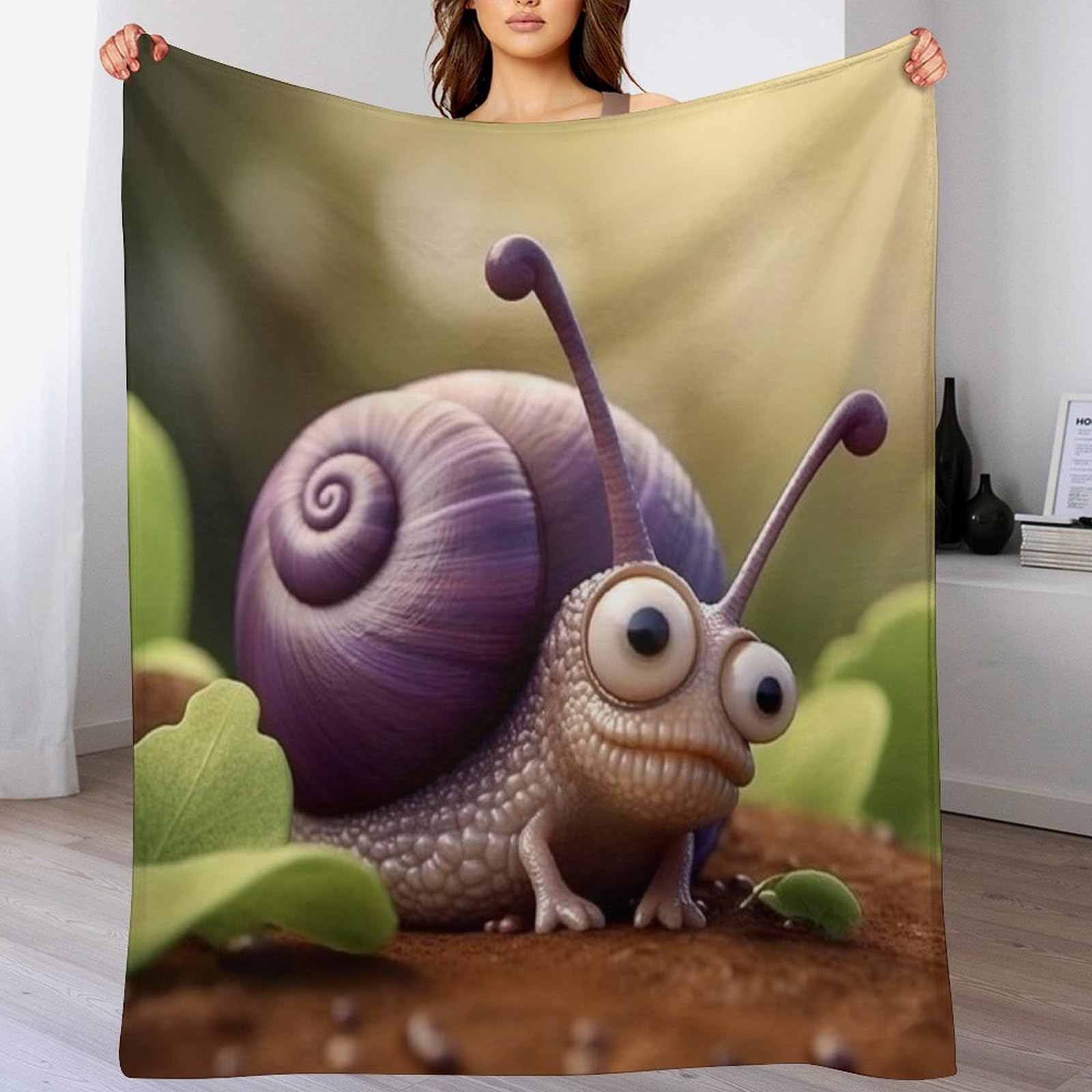 Plaid polaire escargots facile à nettoyer pour canapé protégé de la saleté