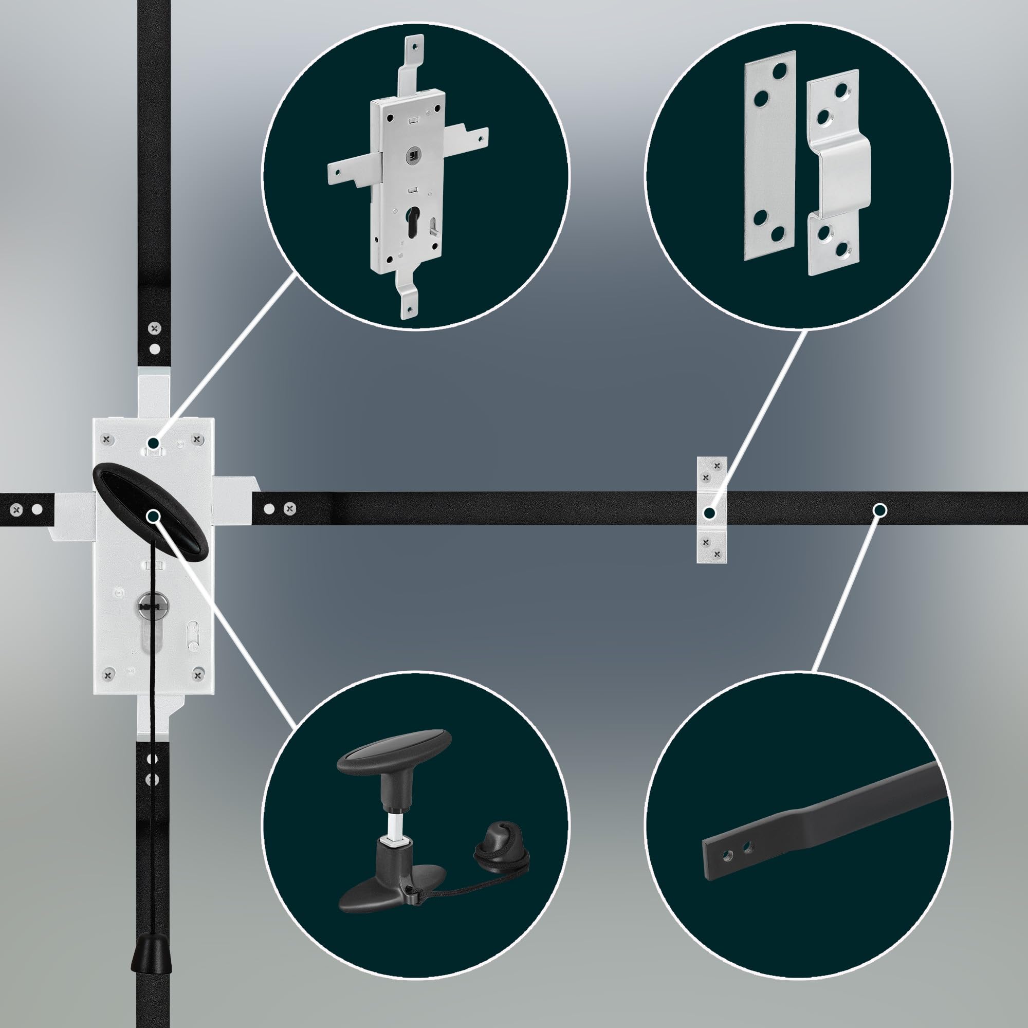 KOTARBAU Serratura per Basculanti Cilindro fisso Punzonata Corazzata per porte Garage multipunto acciaio chiavistello chiusura blocco