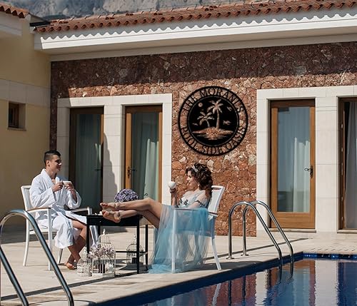 Miniatura 3 de Letrero de paraíso junto a la piscina, letrero de patio trasero, letreros personalizados con nombre de familia, decoración de piscina personalizada,