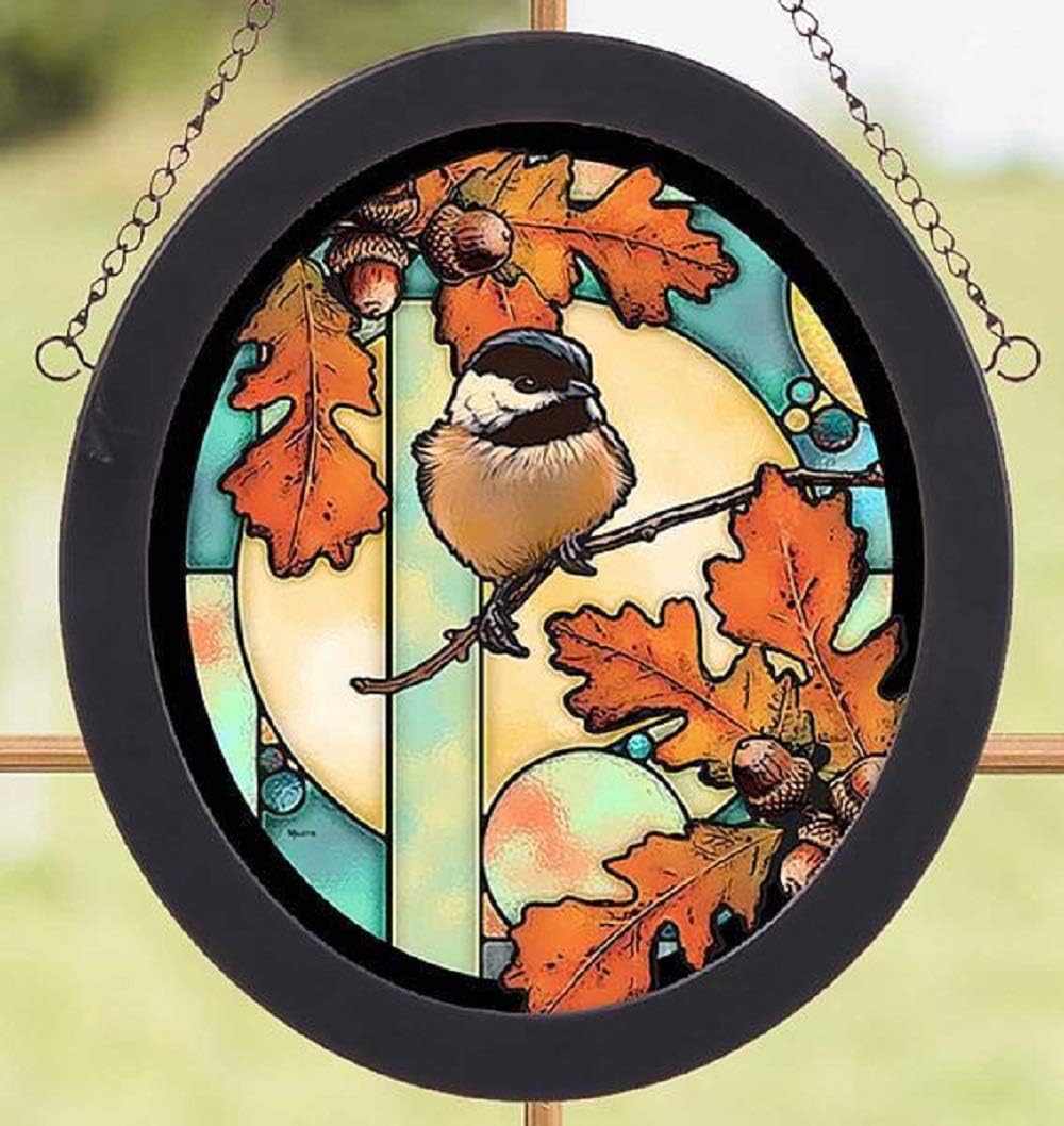Wild Wings 5386497701 Chickadee Stained Glass Art, 9-inch Height