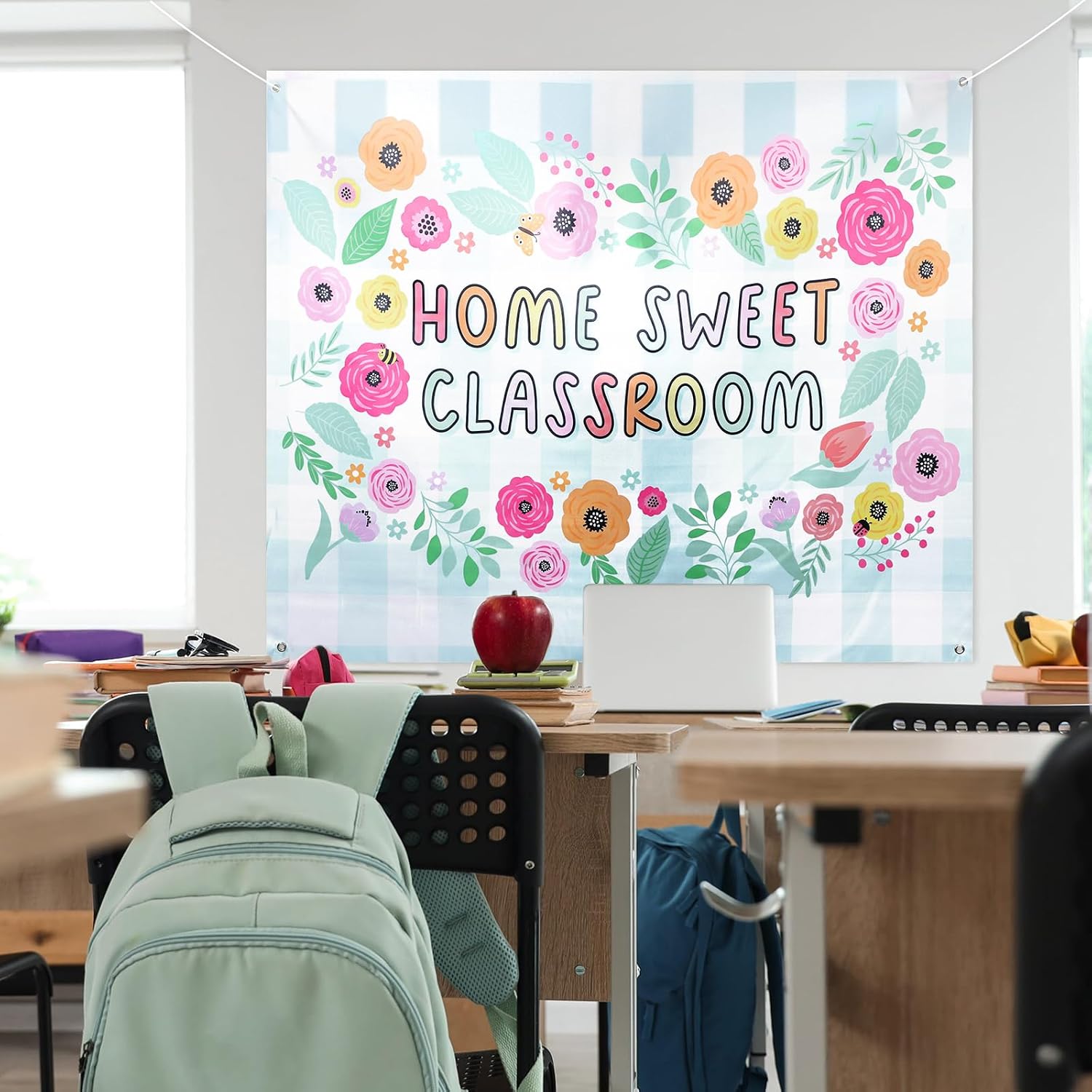 Frienda Home Sweet Classroom Wall Tapestry Pastel Classroom Tapestry for Teacher School Supplies Children's Room Welcome Sign Wall Decor for Back to School Flag Kindergarten Daycare Primary Bedroom