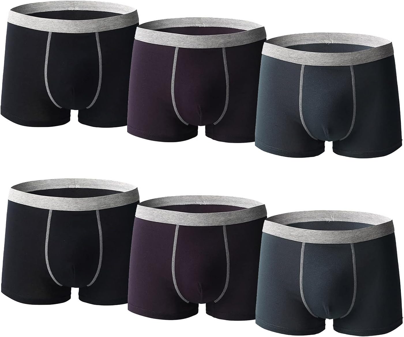 FlekmanArt6 Pack Men's Boxer Briefs Underwear Comfy Stretch Basic Solid Soft Breathable Boxer Briefs Classic Multipack