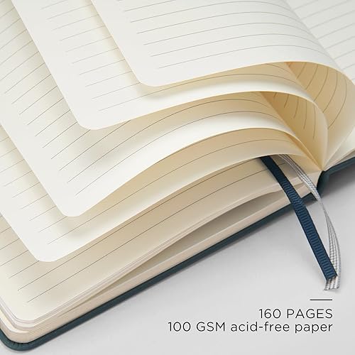 Miniatura 4 de Juego de diario y bolígrafo de cuero forrado A5 para mujeres y hombres, caja de regalo incluida, cuaderno de tapa dura con 160 páginas, papel grueso