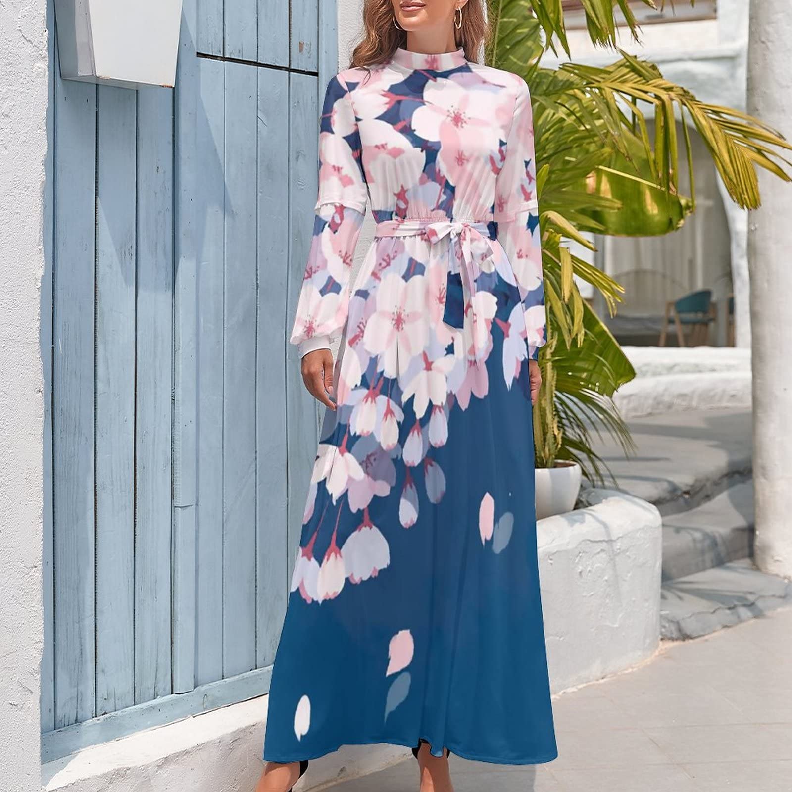 Amazon.co.jp: ワンピース 長袖 レディース ロングワンピース 花