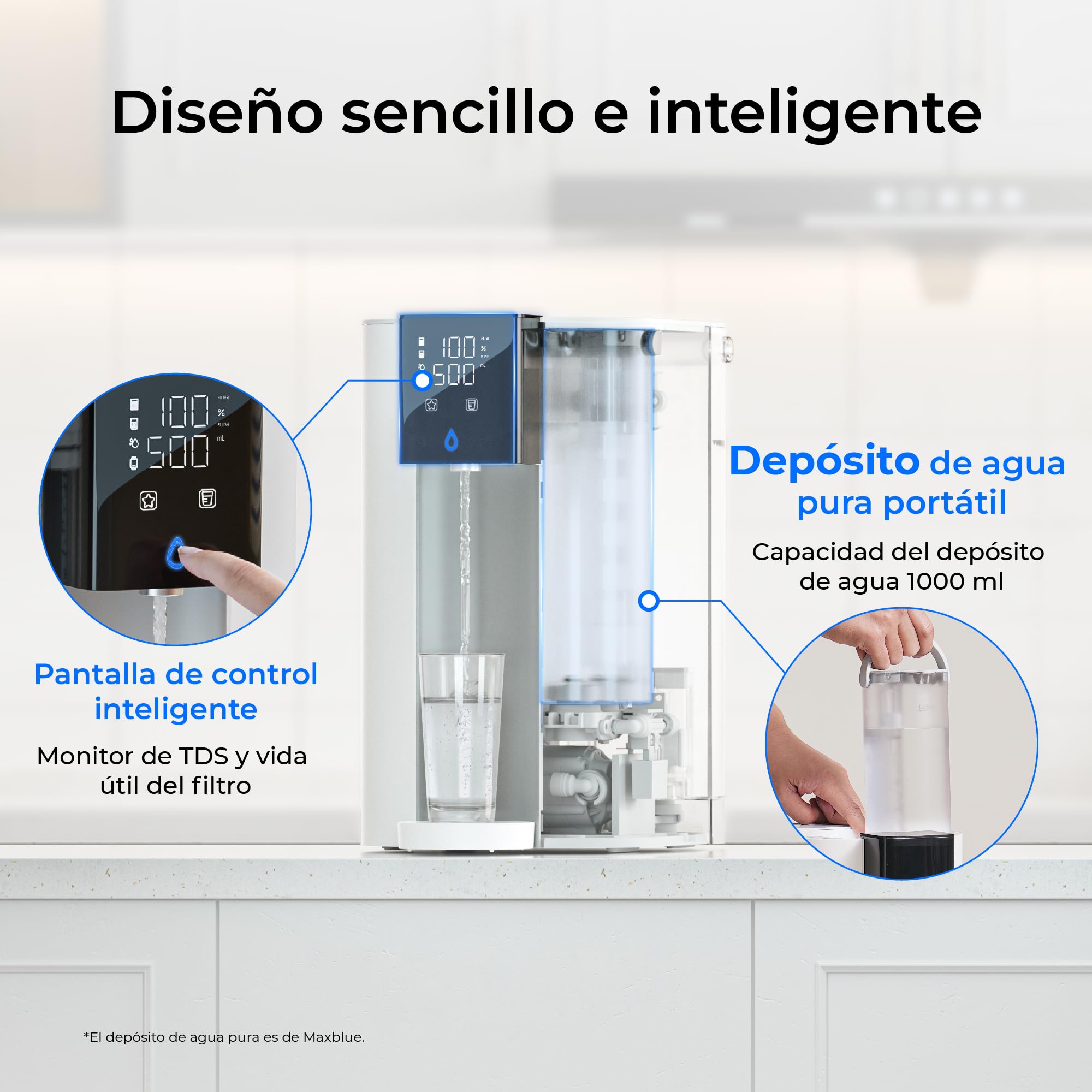 [Minerales Alcalinos] Waterdrop CoreRO Sistema de Ósmosis Inversa, Certificado NSF/ANSI 58 y 372, Filtro RO de Encimera de 7 Etapas, sin Instalación, Reduce PFAS, Libre de BPA, WD-C1SL