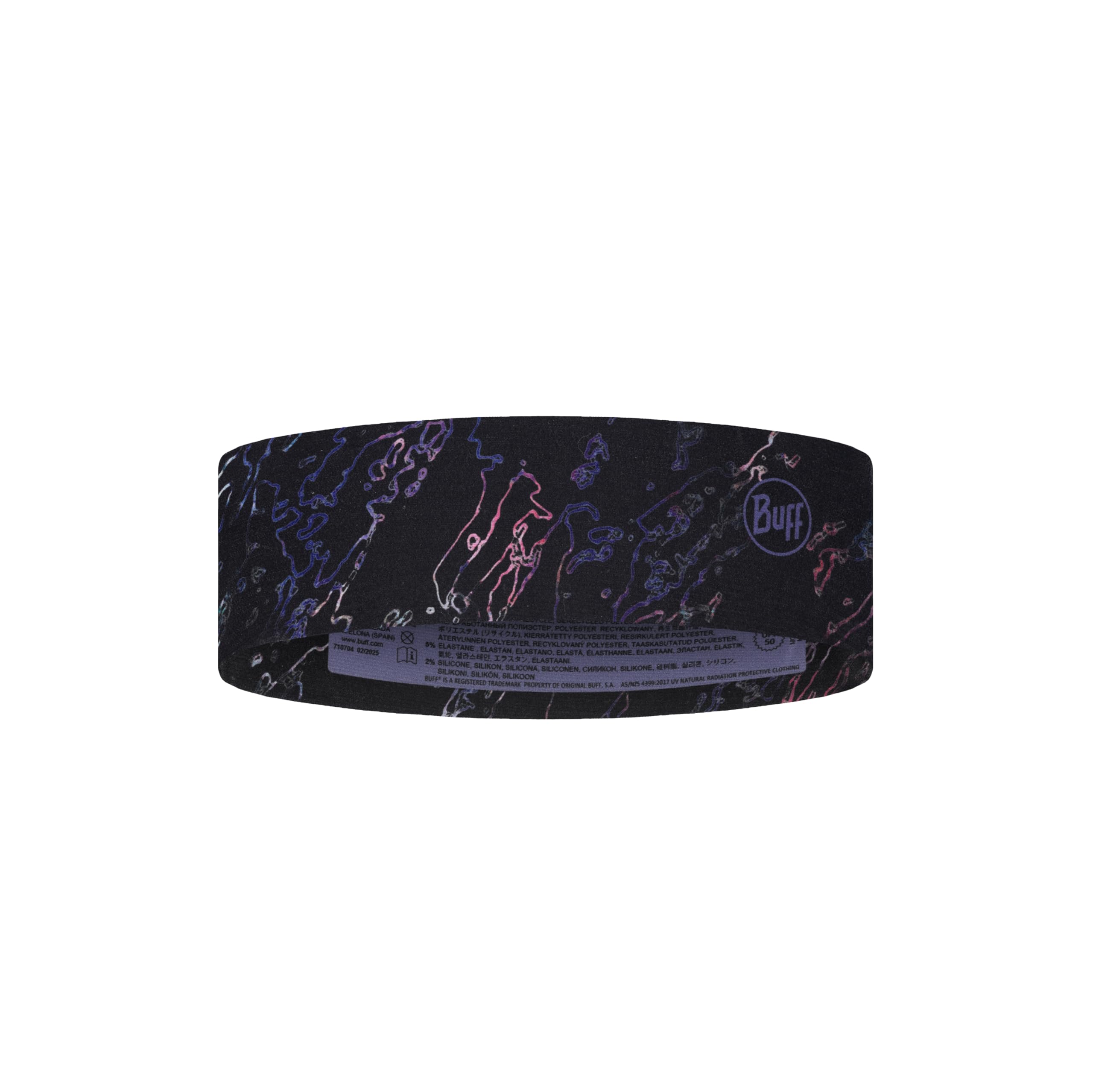 BUFF®| Headband CoolNet UV® Slim Comfortable, UPF 50 Protection, Sports, Elastic, Recycled Material, Tight, Temperature-Regulating, One Size Black and White
