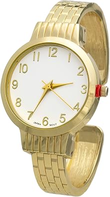 Collections Womens Casual 32mm Case Waffle Designed Cuff Bangle Watch