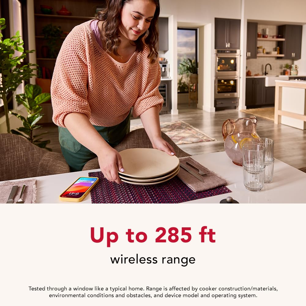 KitchenAid Smart Wireless Rechargable Thermometer, KTH11BM | Waterproof Design, Dishwasher-safe, Long-Range Bluetooth, Ideal for BBQ, grill, air fryer use