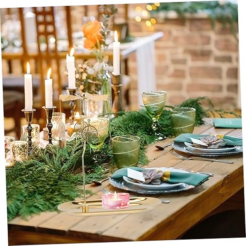 Miniatura 7 de ARTIBETTER 1 juego de decoración de escritorio bandeja de metal decoración de mesa de boda titular de vela giratorio de metal titular de la vela