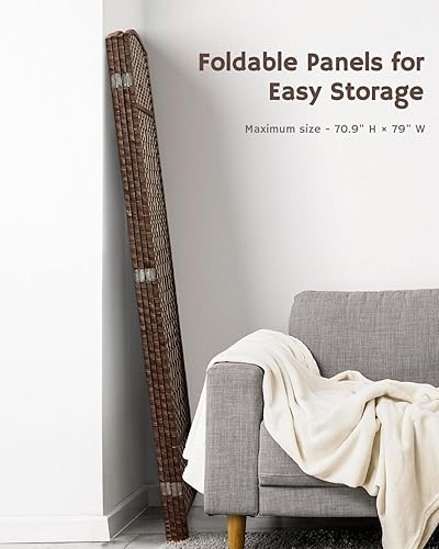 Miniatura 9 de JOSTYLE Separador de habitación de 4 paneles portátil, divisor de pared de panel, divisor de 6 pies de altura para separación de habitación,