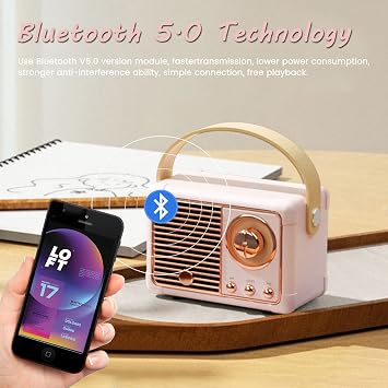 Luckyu Retro Bluetooth Speaker, Vintage Speaker with Old Fashioned Classic Style,Loud Volume, Bluetooth 5.0 Wireless Connection, Support TF Card, U Disk and AUX Audio Input (White)
