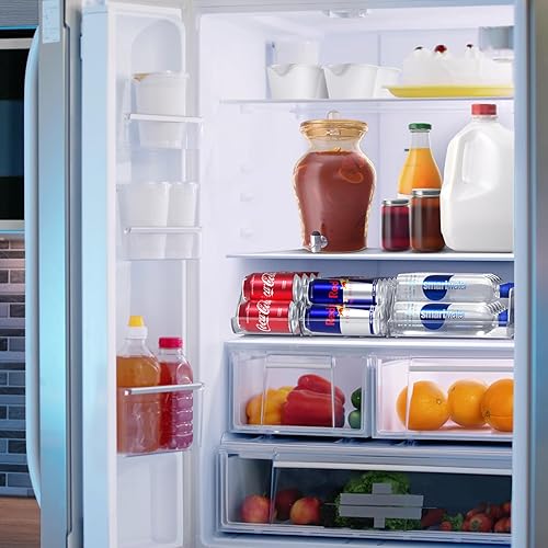 Miniatura 6 de Sorbus Organizador de latas de soda para refrigerador, 3 tamaños variados soporte estándar para latas de soda, dispensador de latas delgadas y