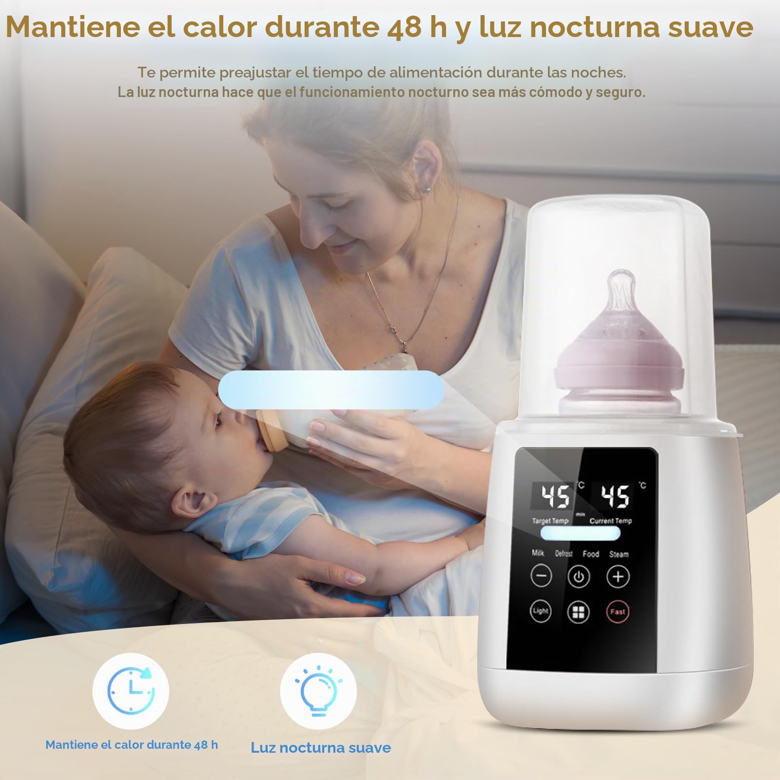 Calentador de Biberones con Esterilizador, 6 en 1 Calientabiberones Multifunción, Calienta y Descongela Biberones, Calentador de Alimentos para Bebés, Calentador Biberones Portatil