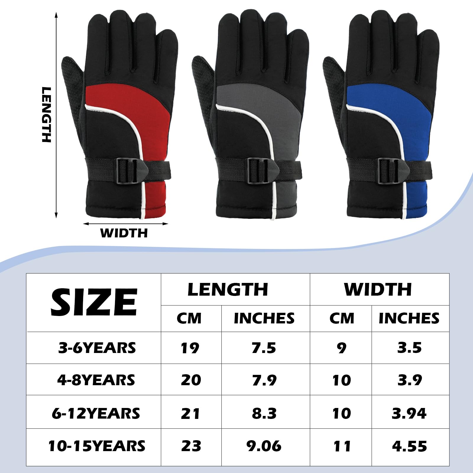 Kids Snow Gloves 2 Pack 3 Pairs Kids' Waterproof Winter Gloves - Warm ...