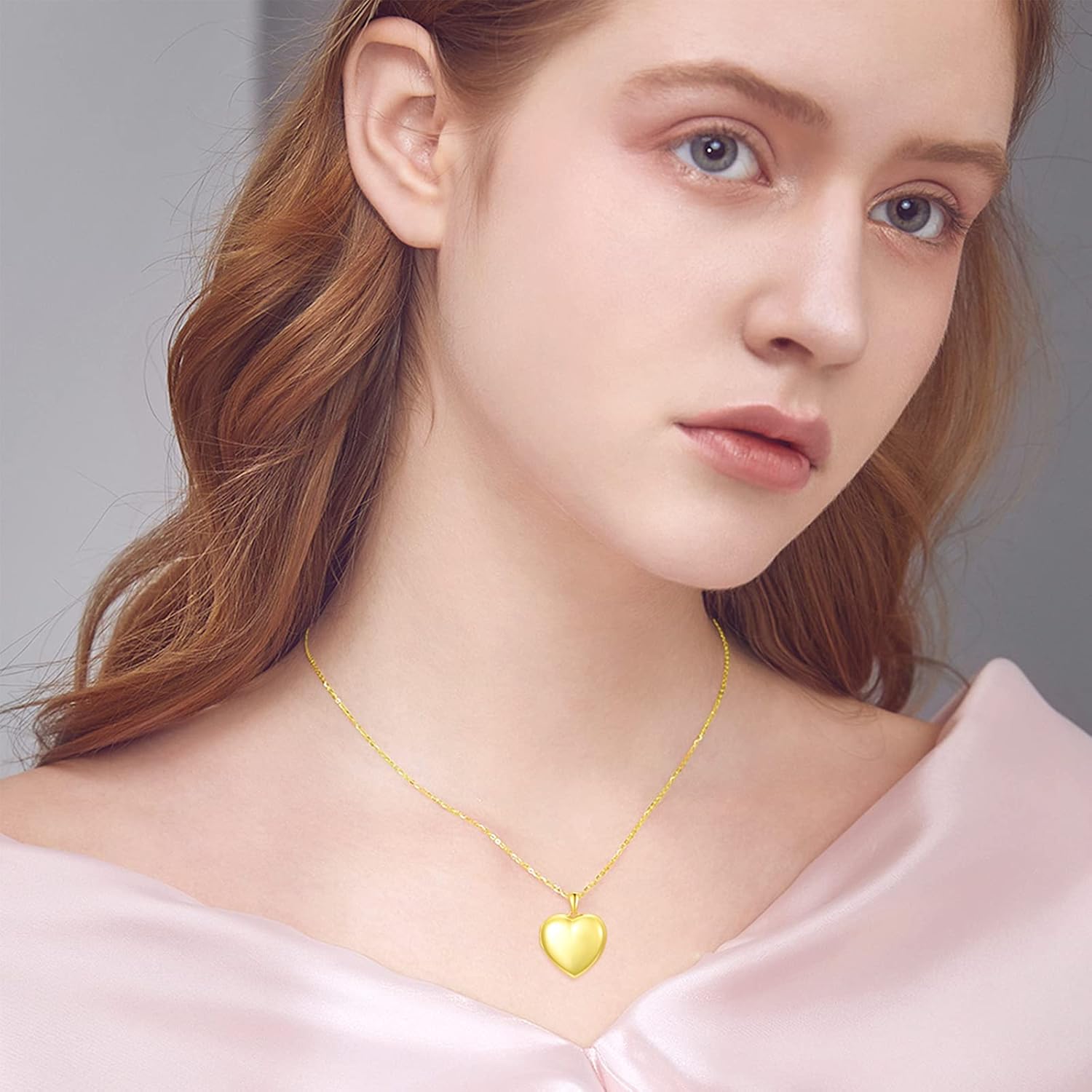 SOULMEET 10K 14K 18K Solid White Gold/Silver Minimalist Style/Infinity Sunflower Heart/Oval Locket Necklace That Holds 1 or 2 Pictures Personalized Photo Locket Necklace Letters Engraving - Image 4