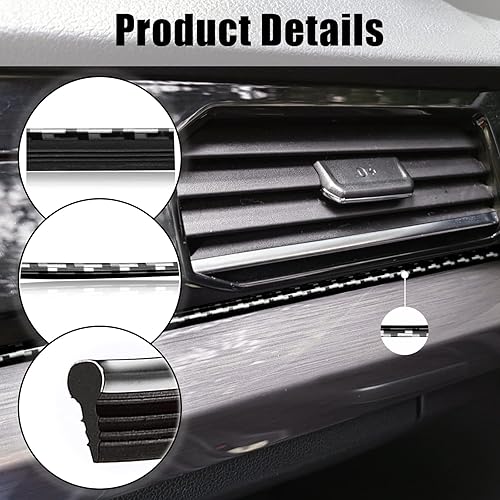 Miniatura 3 de Tiras universales para interiores de automóvil, decoración de galvanoplastia universal de 16.4 pies para salpicadero de puerta, accesorios flexibles