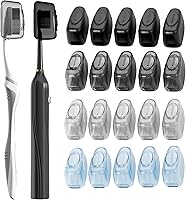 Muslish 20-Pack Toothbrush Head Covers - Portable Caps Protect Electric & Manual Brushes from Dust, Ideal for Travel & Family (Gray)