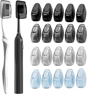 Muslish 20-Pack Toothbrush Head Covers - Portable Caps Protect Electric & Manual Brushes from Dust, Ideal for Travel & Family (Gray)