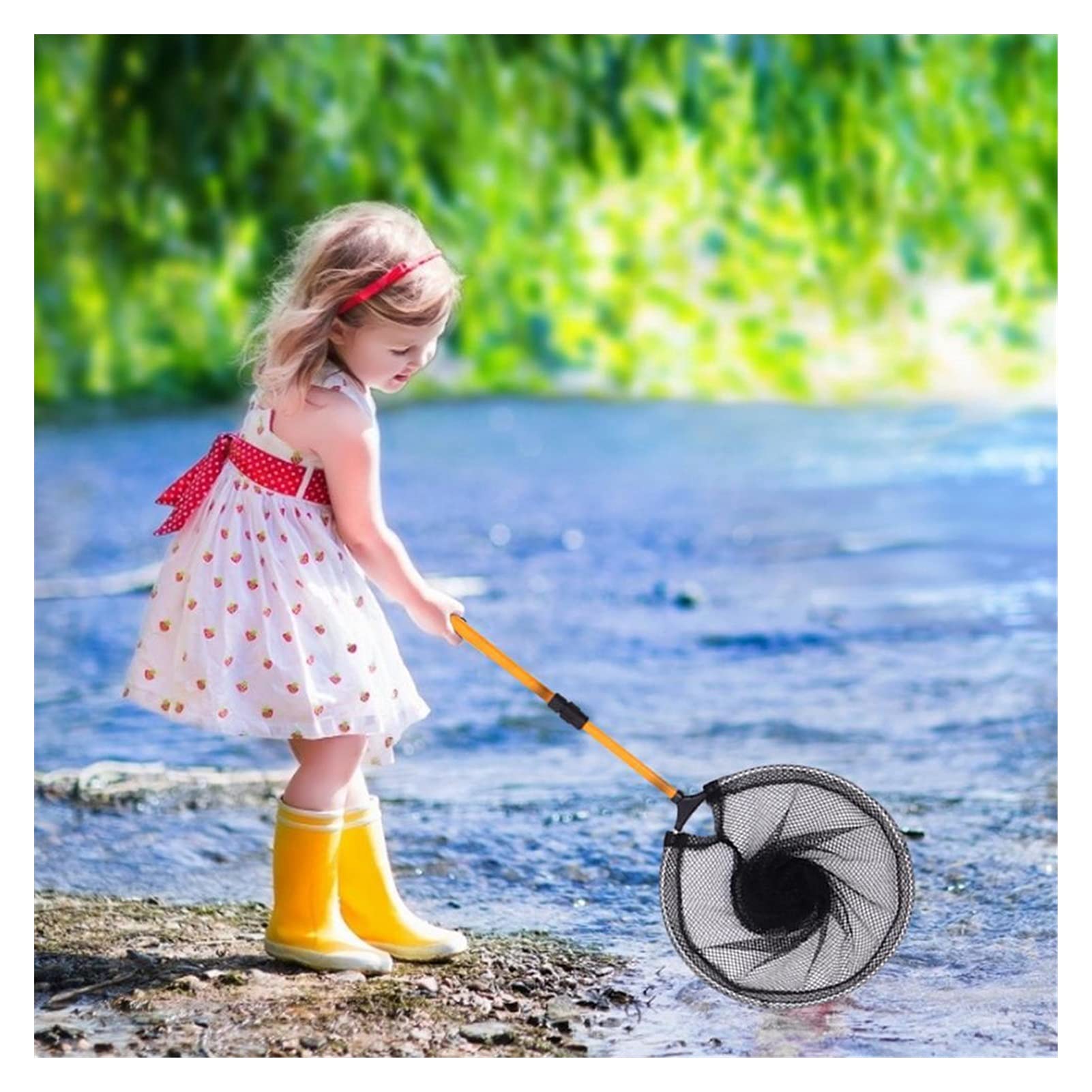 Epuisette Filet de pêche for enfants avec poignée télescopique insecte papillon filet d'aluminium aluminium poisson poisson poisson d'atterrissage filet extérieure attrapant poisson poisson poisson Fi