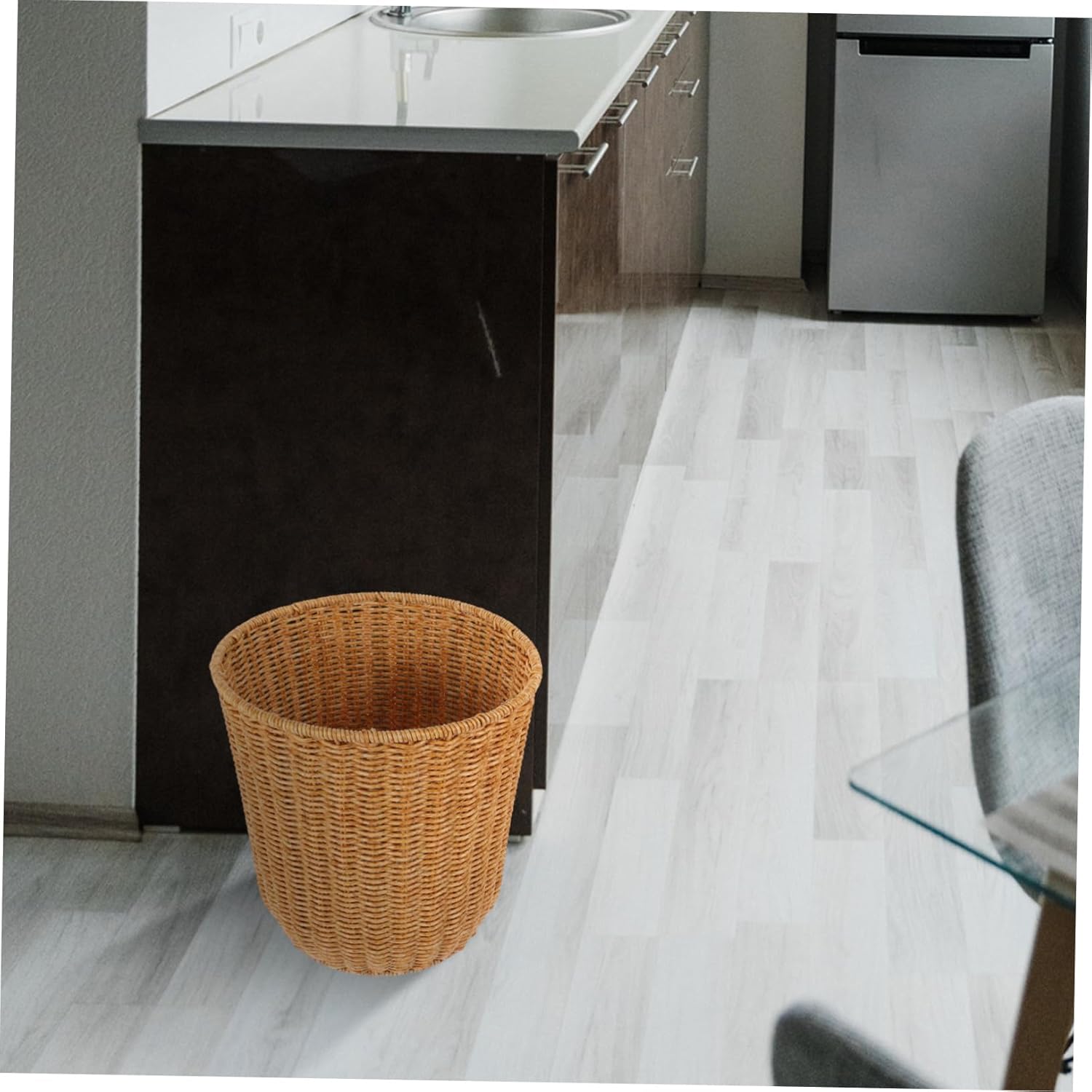 ABOOFAN Rattan Trash Can Kitchen Basket Weaving Wastebaskets Sundries Basket Trash Bins Home Storage Baskets Sundries Storage Basket Imitation Rattan Waste Basket Versatile Trash Basket