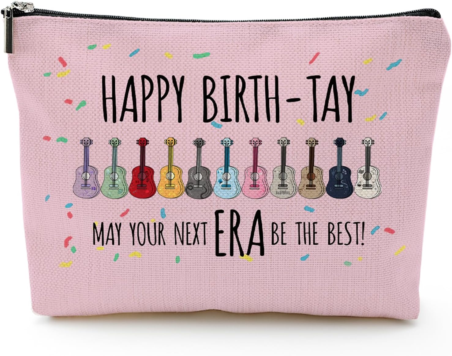 QualityLife Happy Birthday Pink Makeup Bag With Guitar