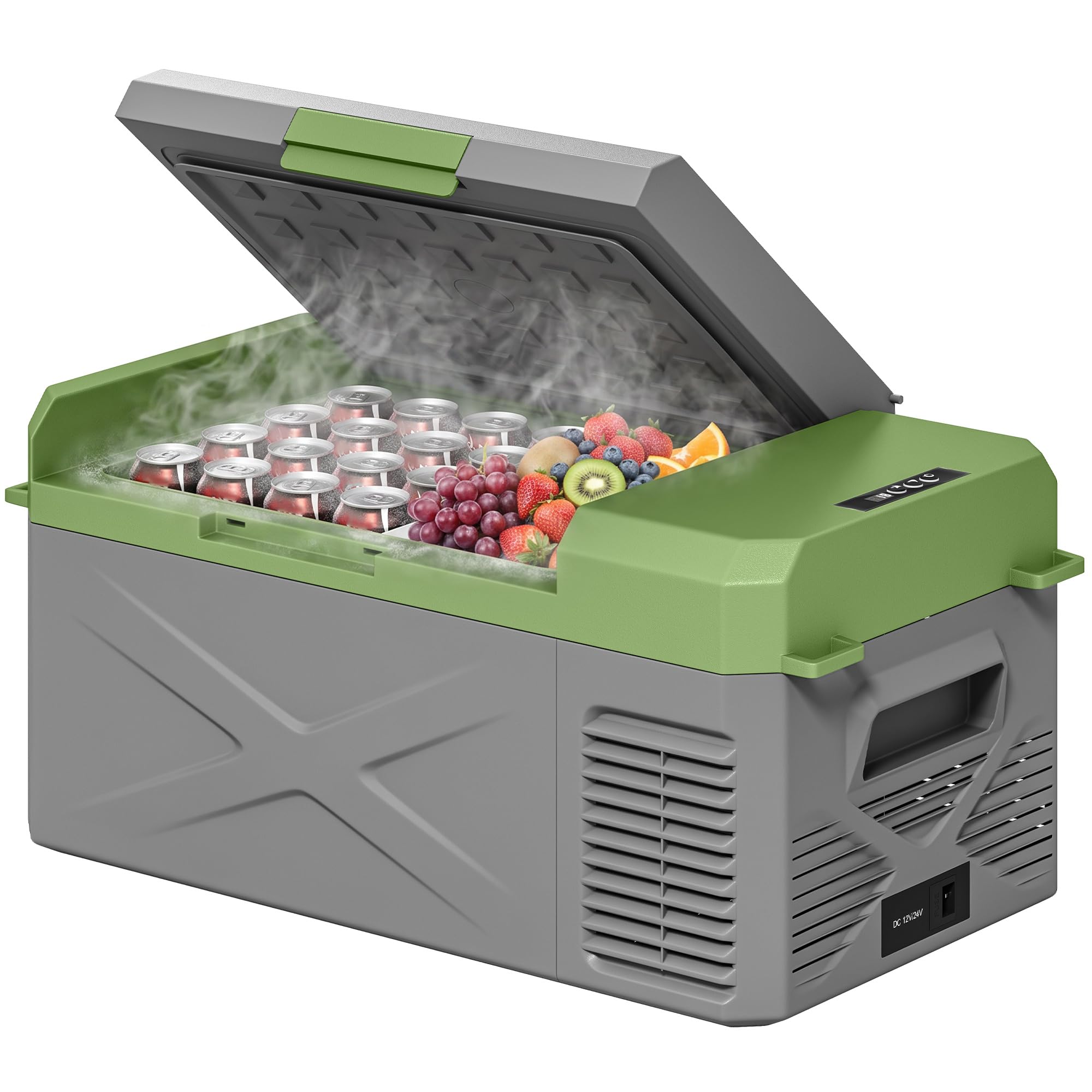 Outsunny Glacière électrique portable 16,3L Réfrigérateur 12/24V Gris | Réfrigérateur de Voiture Portable, Congélateur, Mode ECO, -20℃ to 20℃, pour Maison Camion Camping