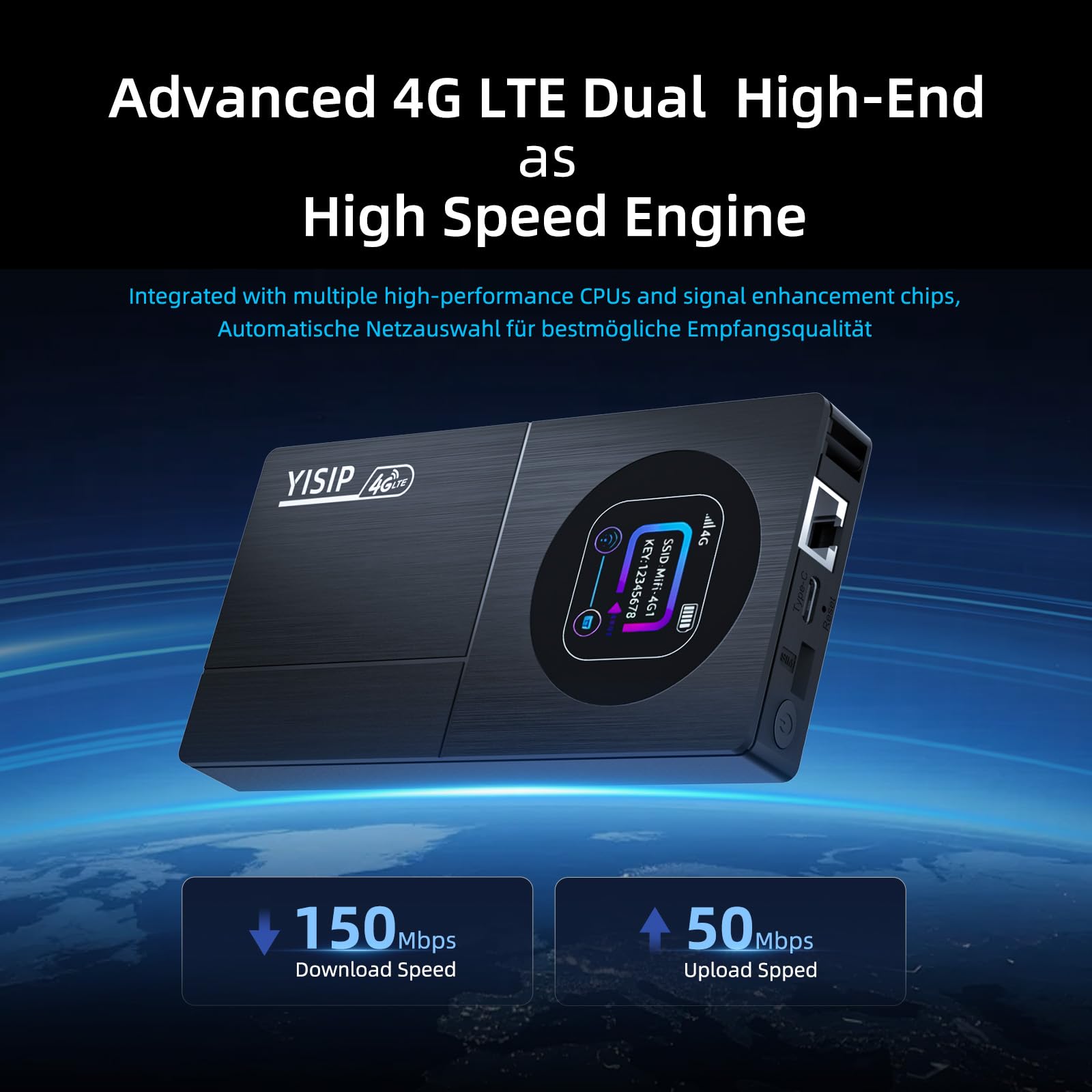 Router Wi-Fi mobile 4G LTE, hotspot, WiFi portatile, router WiFi mobile, dual chip, WiFi 6, batteria da 10000 mAh, scheda SIM, slot SIM sbloccato, per viaggi, casa (solo UE)