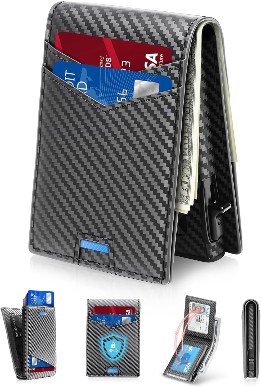 Wallet for Men RFID Blocking Mens Wallet with Pop Up Card Holder