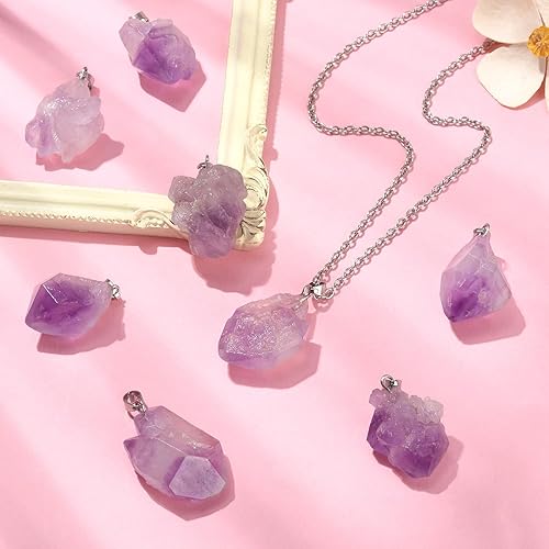 Miniatura 6 de KitBeads 30 dijes de piedra de amatista natural de piedra de piedra curativa de amatista para collares, aretes, joyería