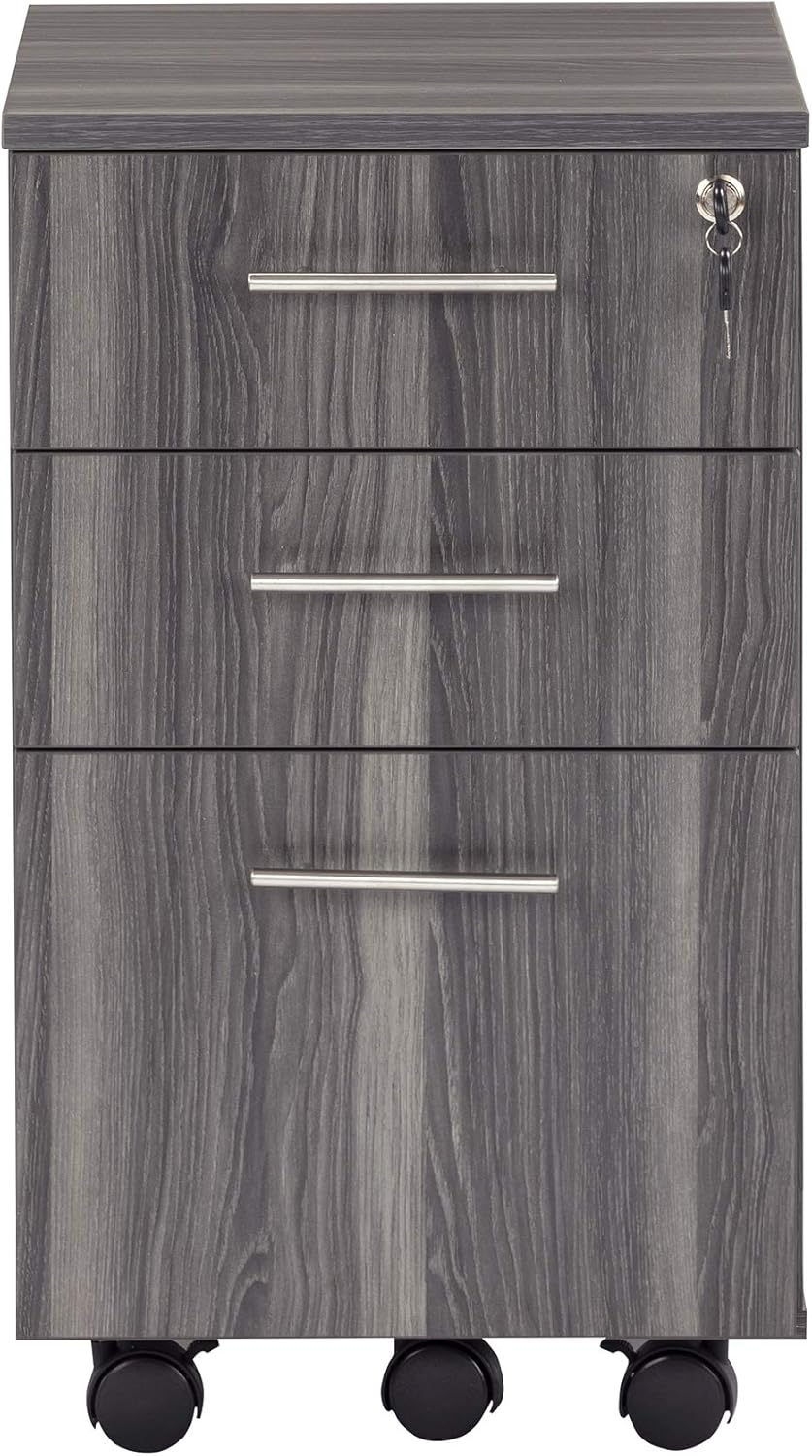 Mayline MNBBFLGS Medina 3-Drawer Lockable Mobile File Cabinet, 26.75"H, Gray Steel Laminate : Everything Else