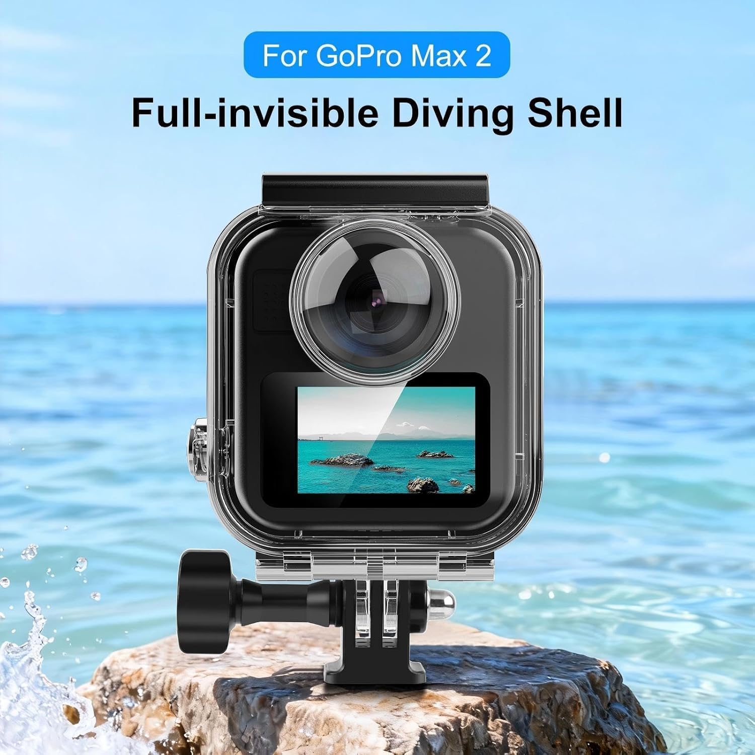 Waterproof Housing Case Only for Gopro Max 2 Camera, 45M/147FT Underwater Invisible Diving Protective Case for Gopro Max 2(NOT for MAX 2019&MAX360 2025)