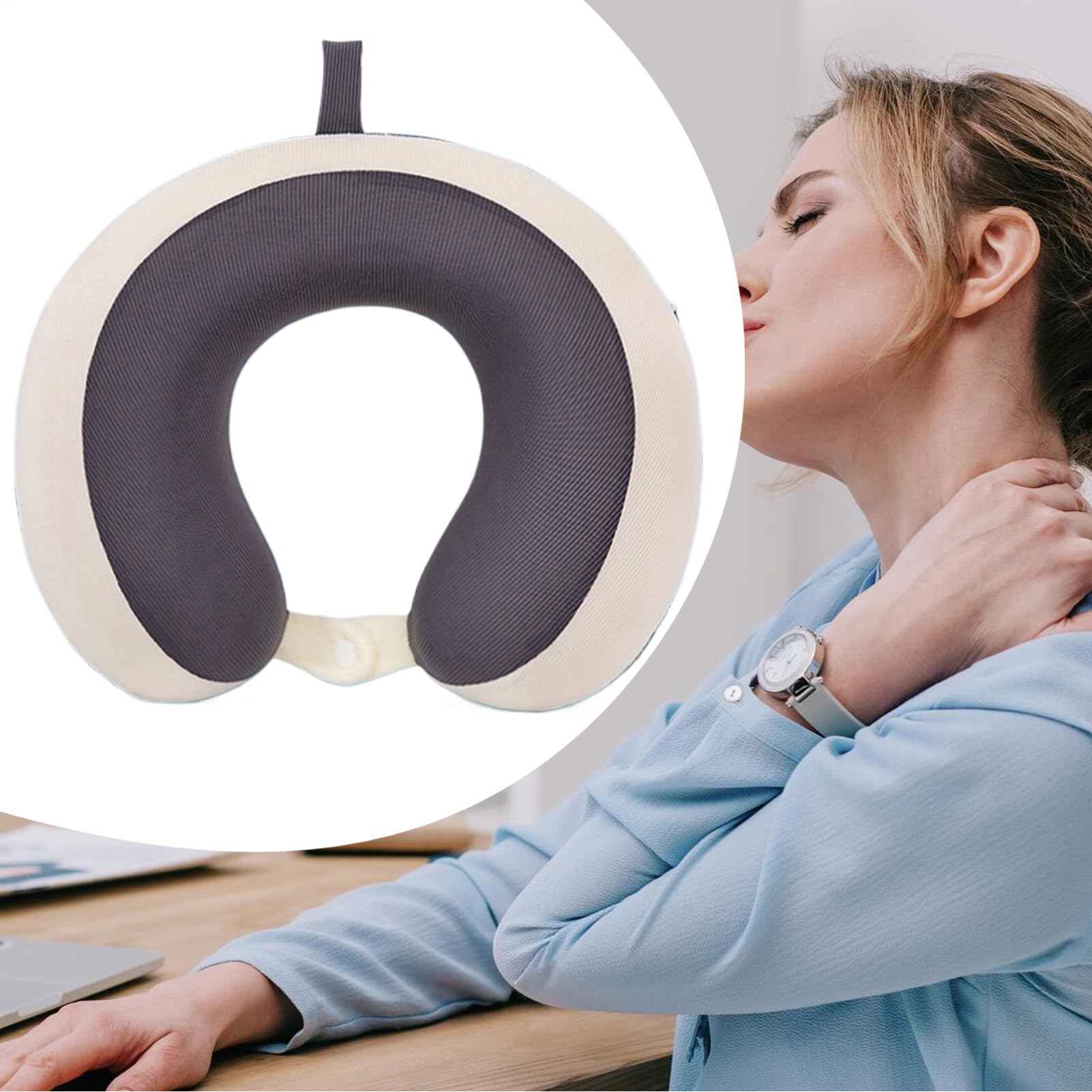 Cuscino da Viaggio Seta Ghiaccio Ergonomico Traspirante Rinfrescante | Cuscino da viaggio a forma di U per aereo Campeggio, Affari, , Uomini, Donne, Adulti, Famiglia,