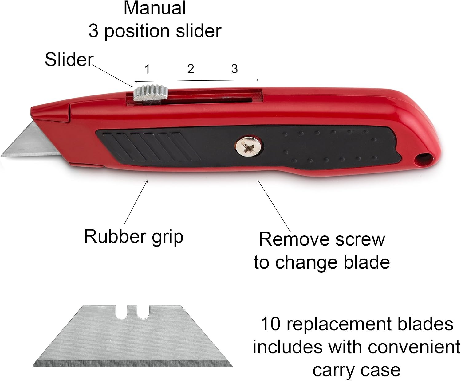 Fixson Retractable Utility Knife 3 Pack Box Cutter with Rubber Handle Grip and 3 Position Locking Blade Perfect 6 in Metal Hobby Knife for Projects and Cutting Included 10 Extra Blades