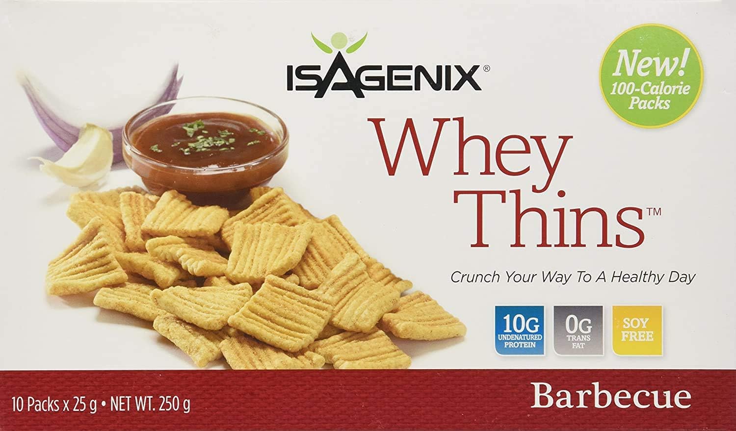 Isagenix Whey Thins 100 Calorie Packets (10 grams of Protein) (10 Packets) Barbecue Flavor