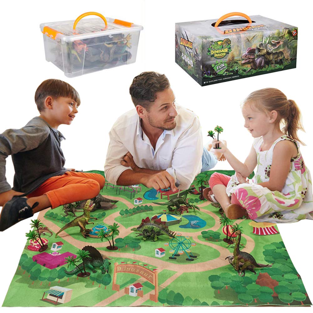 BLAZOR Dinosaur Toys for Boys, Jurassic World Toys with Play Mat & Trees, Dinosaur Gifts Including indominus rex, t rex, giganotosaurus, Kids Boys Toys Age 2 3 4 5 6 7 8 9