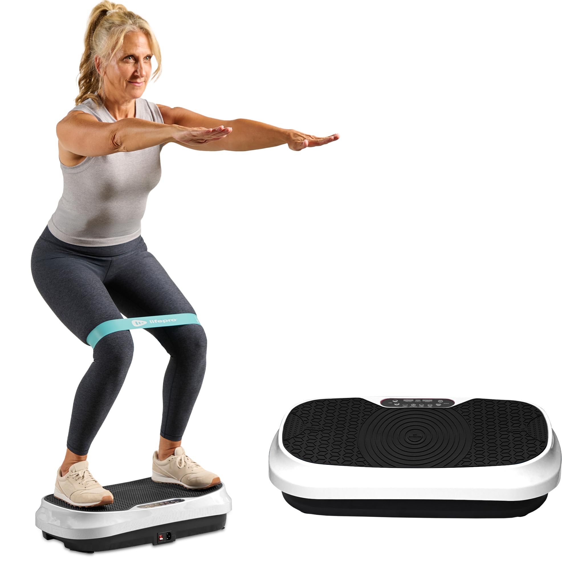 Lifepro Waver Mini Vibration Plate for Lymphatic Drainage – Whole Body Vibrating Platform Exercise Machine for Muscle Toning & Recovery with Remote & Resistance Bands, Max Load 260 lb